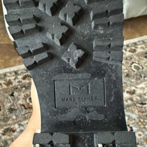 Marc Fisher Black Leather Boots with White Shearling - Picture 2 of 5